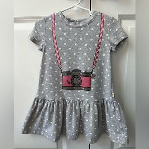 Kate Spade Girls Polka-Dotted Camera Print Dress Gray (Size 3)